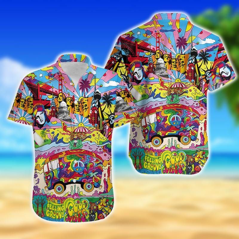 Felacia [Hawaii Shirt] Colorful Hippie Feeling Groovy Hawaiian Aloha Shirts-ZX1159